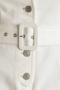 TAKE THE LEAD WHITE WOVEN ROMPER