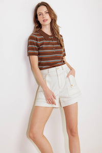 SIMPLY MINE CREAM WOVEN SHORT