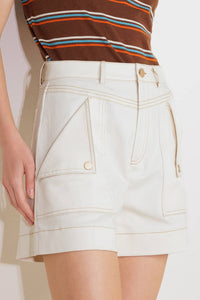 SIMPLY MINE CREAM WOVEN SHORT
