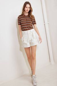SIMPLY MINE CREAM WOVEN SHORT
