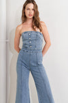 URBAN STRAPLESS DENIM JUMPSUIT