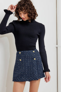 PARISIAN NAVY TWEED SKORT