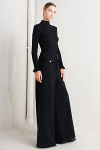 PRESTIGE VOLUME BLACK WOVEN PANTS