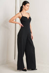 PRISTINE EDGE BLACK WOVEN JUMPSUIT