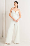 PRISTINE EDGE OFF WHITE WOVEN JUMPSUIT
