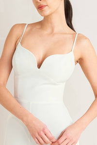 PRISTINE EDGE OFF WHITE WOVEN JUMPSUIT