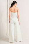 PRISTINE EDGE OFF WHITE WOVEN JUMPSUIT