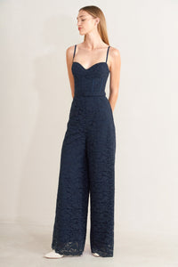 EVENING MUSE WOVEN LACE JUMPSUIT