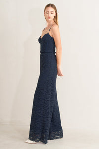 EVENING MUSE WOVEN LACE JUMPSUIT