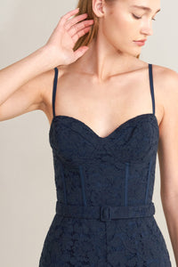 EVENING MUSE WOVEN LACE JUMPSUIT