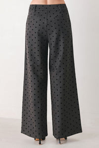 CHARCOAL DOT CHARCOAL WIDE-LEG PANTS