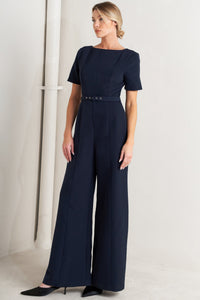 FOREVER FLATTERING NAVY WOVEN JUMPSUIT