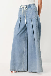 CLOUD WASH PALAZZO DENIM PANTS