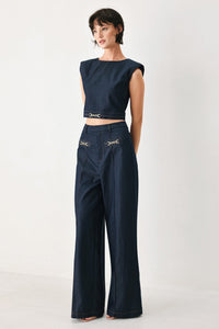 YACHT CLUB WOVEN WIDE LEG PANTS