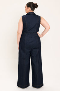 SLEEVELESS WORKWEAR DENIM JUMPSUIT