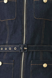 SLEEVELESS WORKWEAR DENIM JUMPSUIT