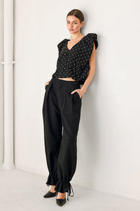 NOIR DRAWSTRING WOVEN PANTS