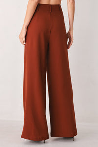 AUTUMN RUST FLOWY WIDE LEG WOVEN PANTS