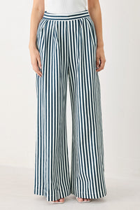 PORTSIDE STRIPE WOVEN WIDE LEG PANTS
