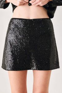 MIDNIGHT DISCO BLACK SEQUIN SKORT