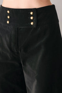 VELVET COMMAND BLACK BUTTON-WAIST WIDE-LEG PANTS