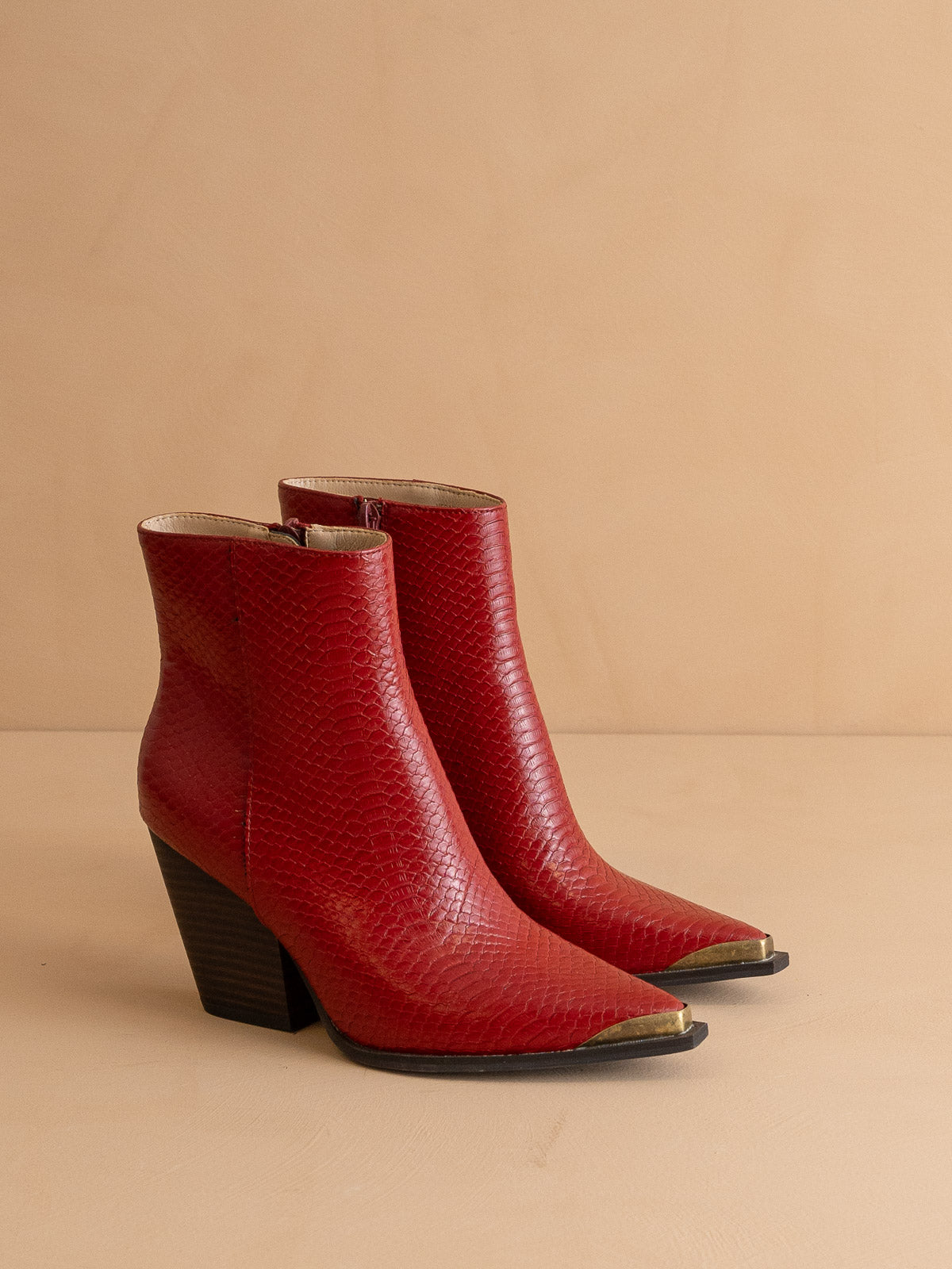 The Frankie | Red Pointed Toe Cap Bootie