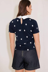 SIDEWALK CAFÉ NAVY SWEATER KNIT TOP