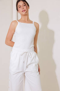 BIT OF SUNSHINE WHITE SWEATER KNIT TANK TOP