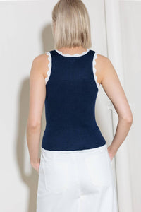 DEEP CONNECTION NAVY KNIT TANK TOP