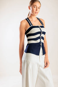 SHINE BRIGHT NAVY KNIT TOP