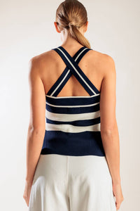 SHINE BRIGHT NAVY KNIT TOP