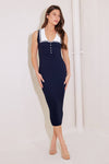 SO MAGNETIC NAVY SWEATER MIDI DRESS