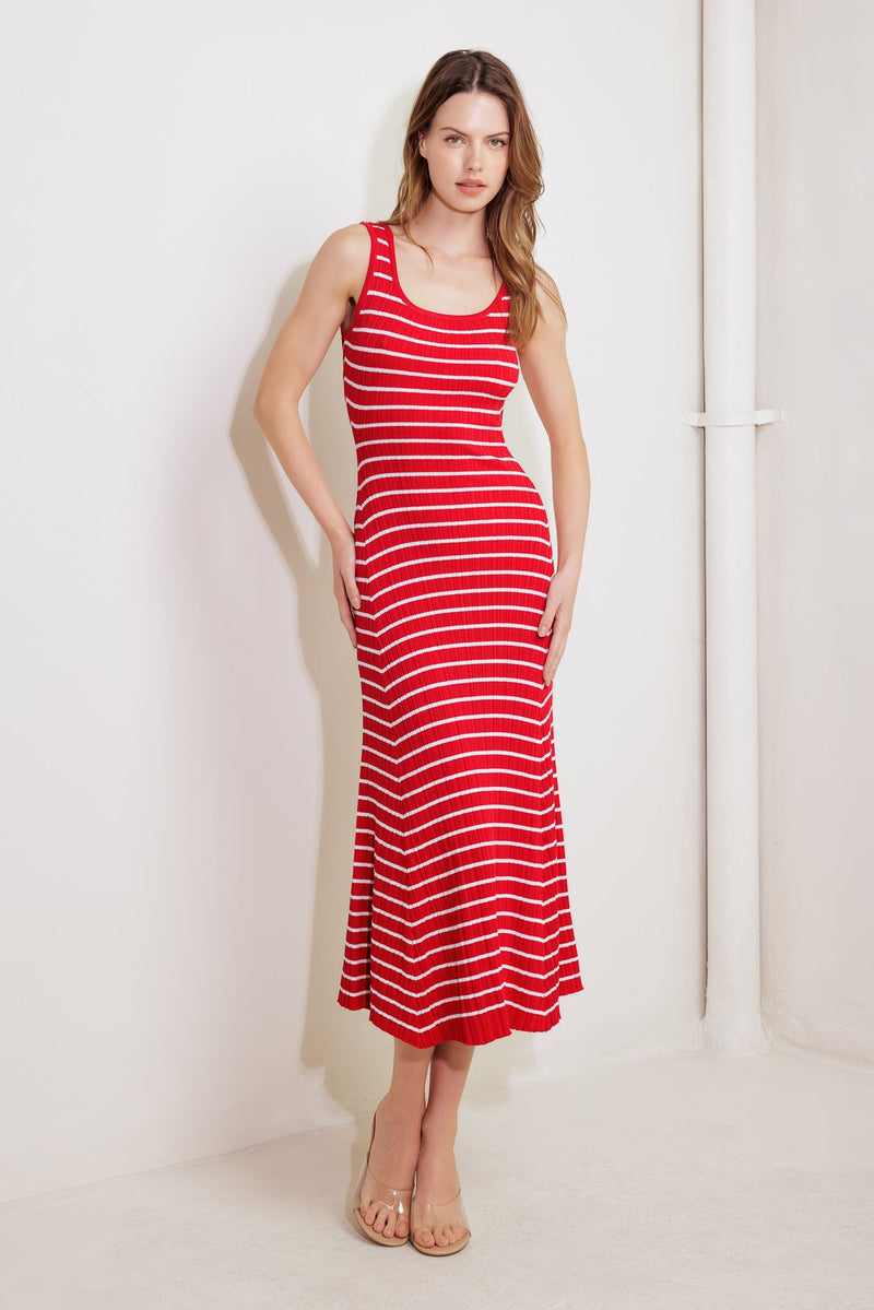SOFT SIDE OF RED KNIT MIDI DRESS