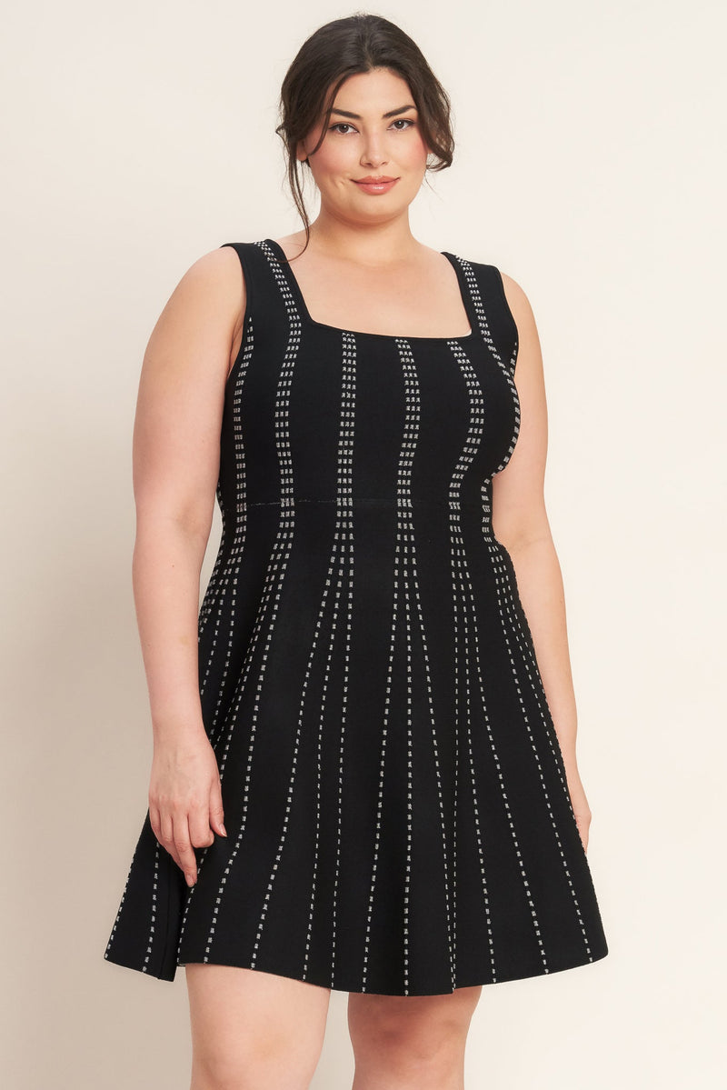 SUGAR STRIPE JACQUARD SWEATER MINI DRESS