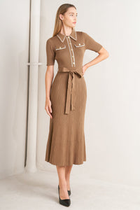 PARISIAN INSPIRED STYLE SWEATER KNIT MIDI DRESS