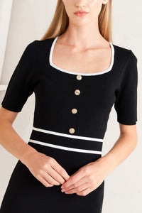 ELEGANT FRAME SWEATER KNIT MIDI DRESS