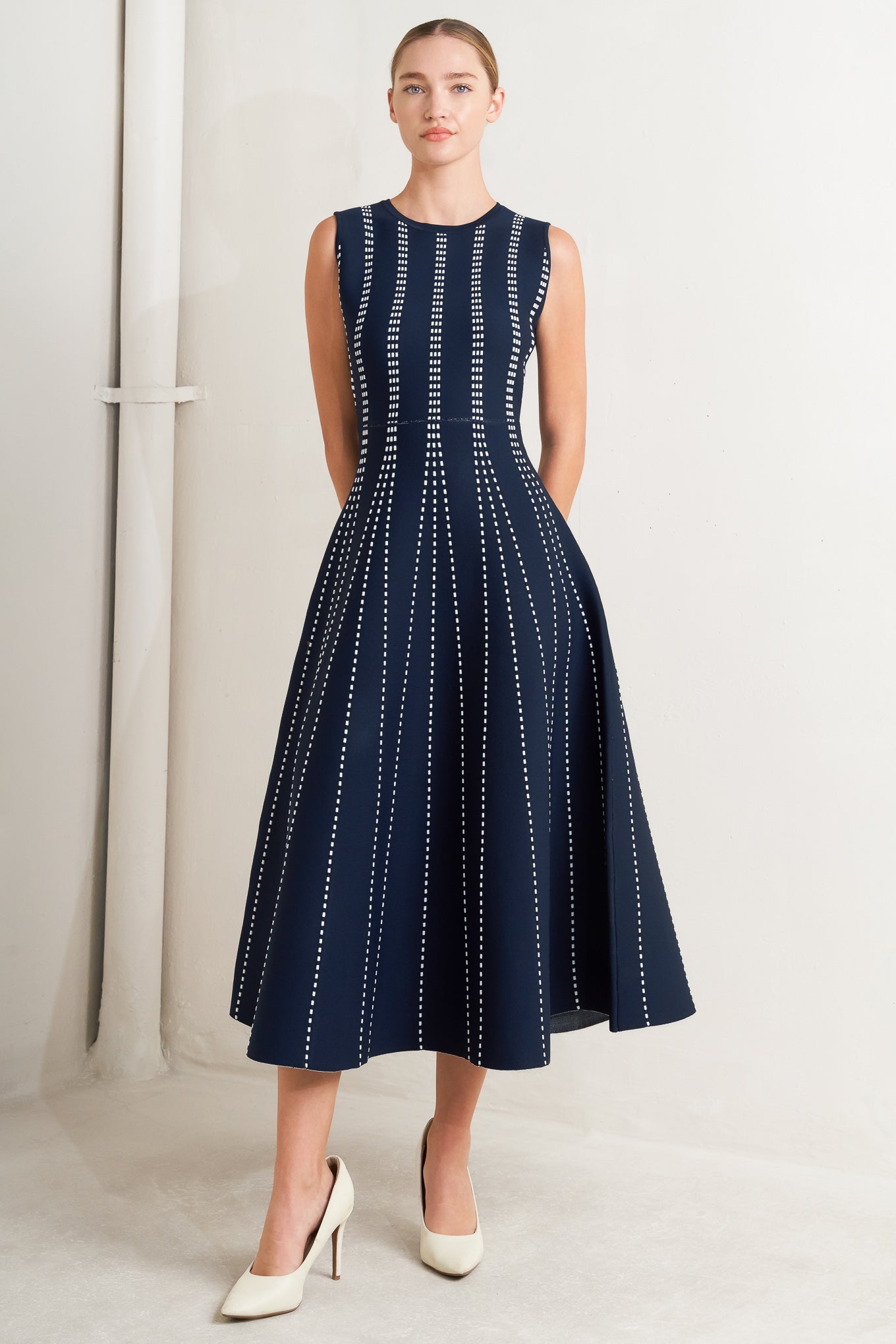 PERFECTLY POISED JACQUARD SWEATER MIDI DRESS