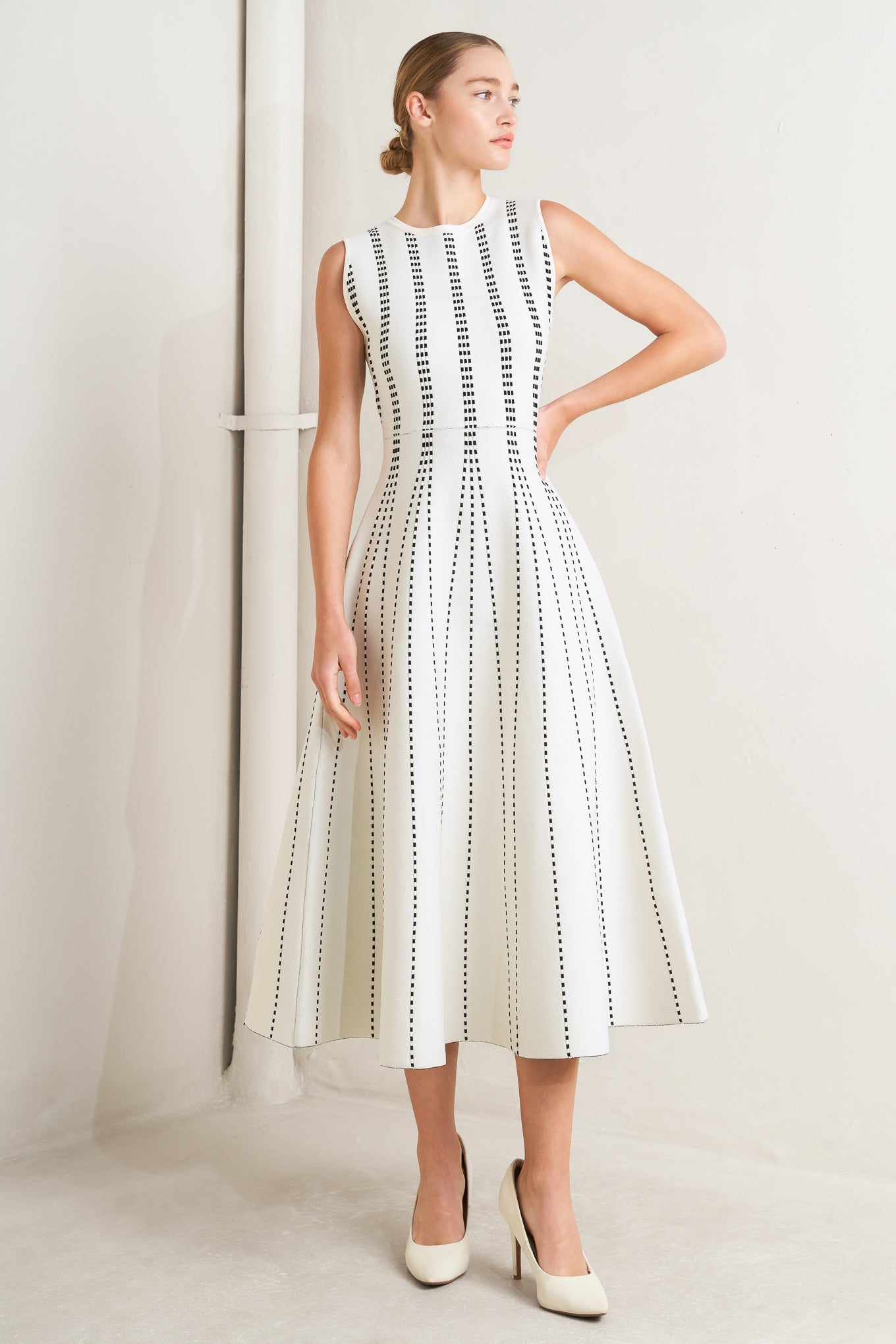 PERFECTLY POISED JACQUARD SWEATER MIDI DRESS