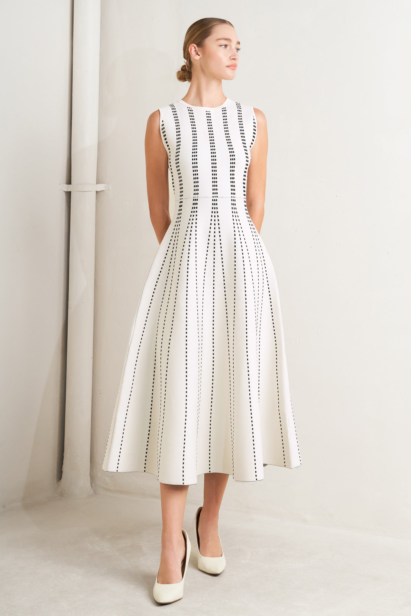 PERFECTLY POISED JACQUARD SWEATER MIDI DRESS