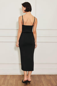 WESTERN EDGE BLACK SWEATER KNIT MIDI DRESS