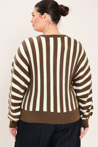 CAPPUCCINO VERTICAL STRIPE KNIT TOP
