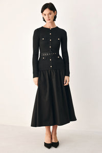 CITY AFTER DARK MIXED MEDIA MIDI DRESS