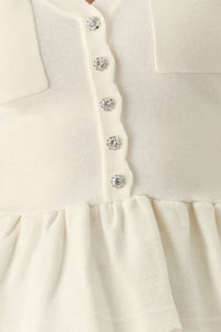 FROSTED CREAM POCKET-DETAIL SWEATER TOP