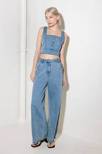 EVER SO SWEET LIGHT INDIGO DENIM TOP