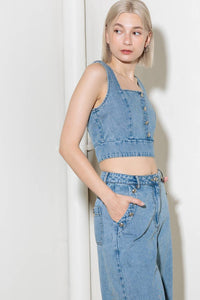 EVER SO SWEET LIGHT INDIGO DENIM TOP