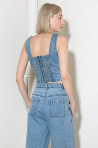 EVER SO SWEET LIGHT INDIGO DENIM TOP