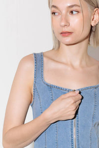 ALMOST ANGELIC LIGHT INDIGO DENIM TOP