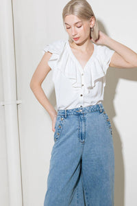 MADE FOR ROMANCE OFF WHITE WOVEN TOP