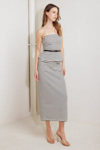 WINDING PATH STRIPED WOVEN TUBE TOP