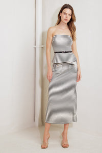 WINDING PATH STRIPED WOVEN TUBE TOP